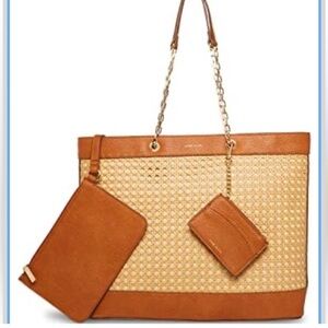 Anne Klein Triple Compartment Chain Tote